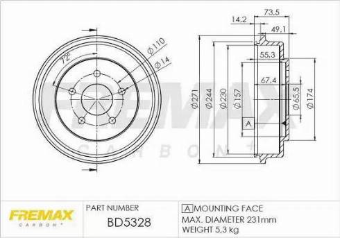 FREMAX BD-5328 - Тормозной барабан avtokuzovplus.com.ua