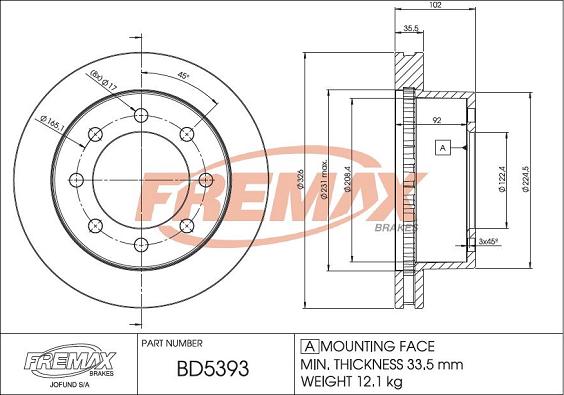 FREMAX BD-5393 - Гальмівний диск autocars.com.ua