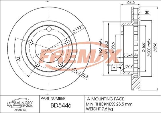 FREMAX BD-5446 - Гальмівний диск autocars.com.ua