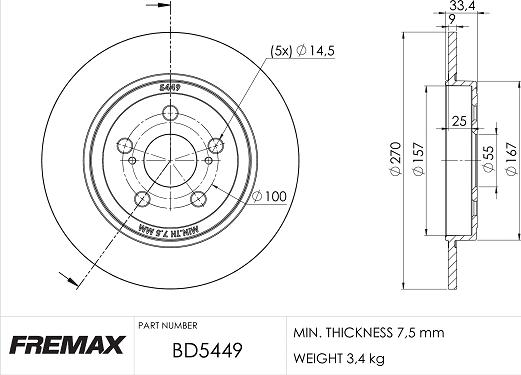 FREMAX BD-5449 - Гальмівний диск autocars.com.ua