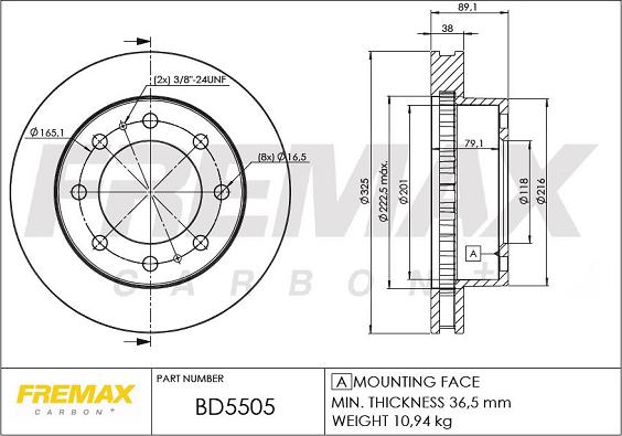 FREMAX BD-5505 - Гальмівний диск autocars.com.ua