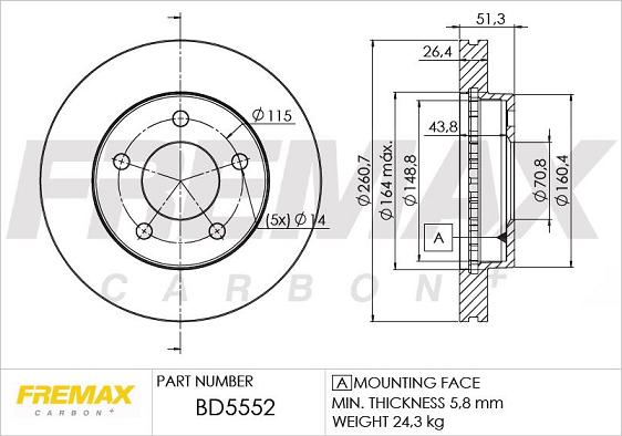 FREMAX BD-5552 - Тормозной диск avtokuzovplus.com.ua