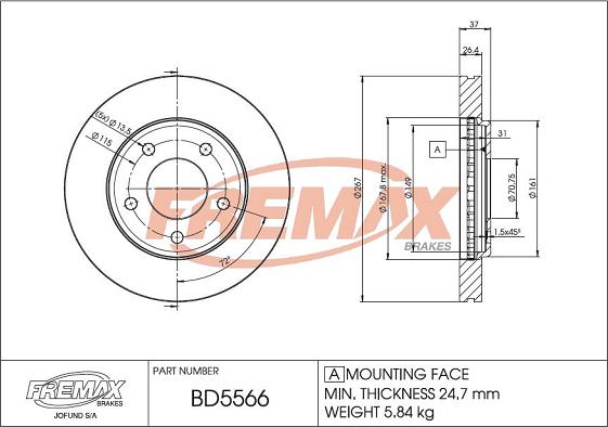 FREMAX BD-5566 - Гальмівний диск autocars.com.ua