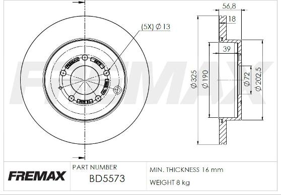 FREMAX BD-5573 - Гальмівний диск autocars.com.ua