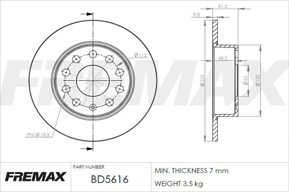 FREMAX BD-5616 - Тормозной диск autodnr.net
