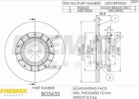 FREMAX BD-5633-KT - Тормозной диск avtokuzovplus.com.ua