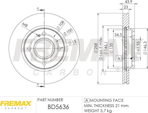 FREMAX BD-5636 - Тормозной диск avtokuzovplus.com.ua