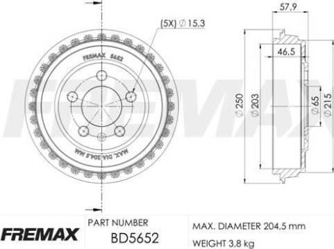 FREMAX BD-5652 - Гальмівний барабан autocars.com.ua