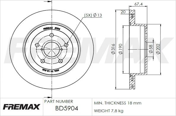 FREMAX BD-5904 - Тормозной диск avtokuzovplus.com.ua