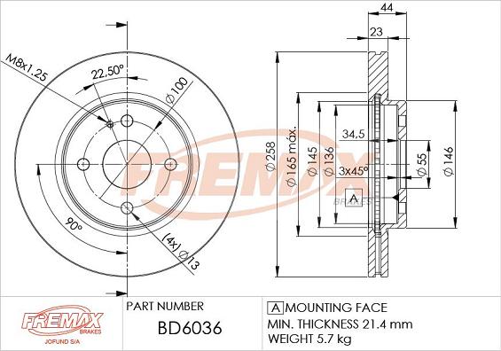 FREMAX BD-6036 - Гальмівний диск autocars.com.ua