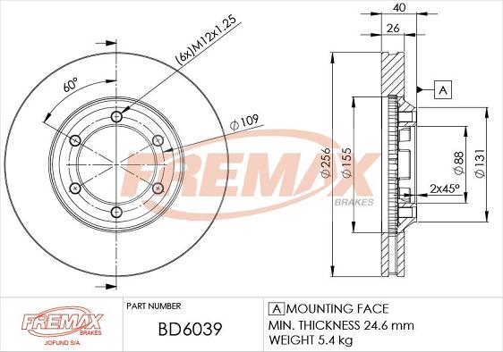 FREMAX BD-6039 - Гальмівний диск autocars.com.ua