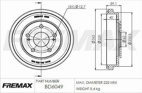 FREMAX BD-6049 - Тормозной барабан avtokuzovplus.com.ua