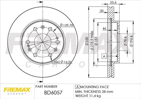 FREMAX BD-6057 - Гальмівний диск autocars.com.ua