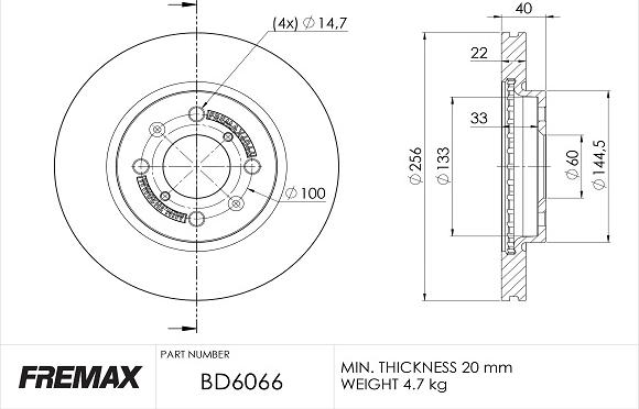 FREMAX BD-6066 - Тормозной диск avtokuzovplus.com.ua