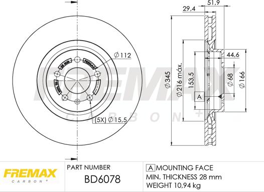 FREMAX BD-6078 - Тормозной диск avtokuzovplus.com.ua