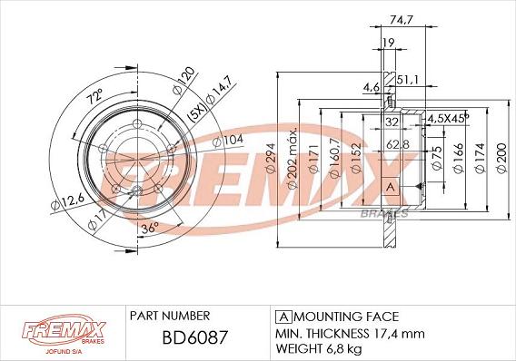 FREMAX BD-6087 - Гальмівний диск autocars.com.ua