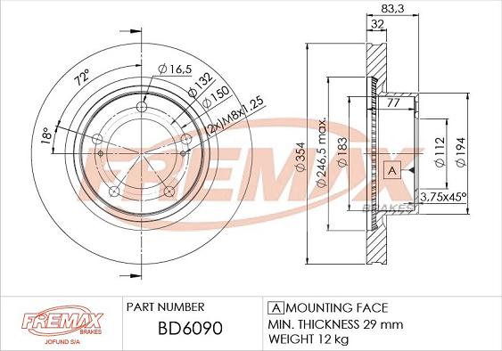 FREMAX BD-6090 - Тормозной диск avtokuzovplus.com.ua