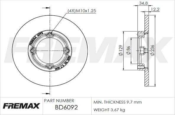 FREMAX BD-6092 - Тормозной диск avtokuzovplus.com.ua