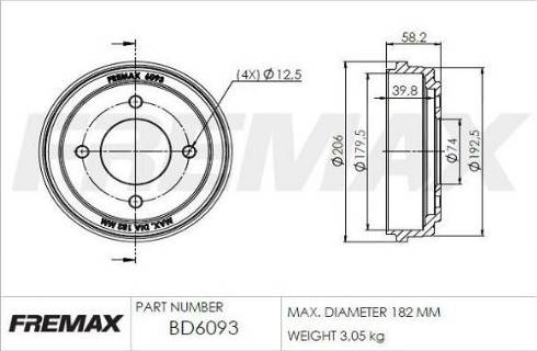 FREMAX BD-6093 - Гальмівний барабан autocars.com.ua