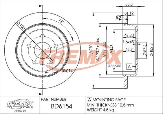 FREMAX BD-6154 - Гальмівний диск autocars.com.ua