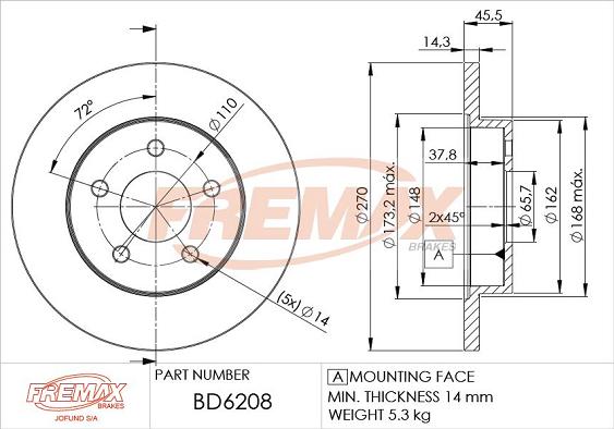 FREMAX BD-6208 - Гальмівний диск autocars.com.ua