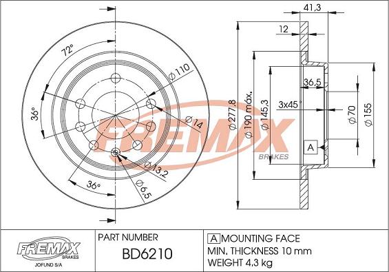 FREMAX BD-6210 - Гальмівний диск autocars.com.ua