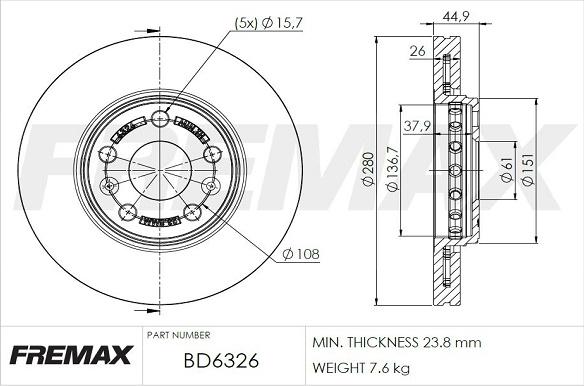 FREMAX BD-6326 - Тормозной диск avtokuzovplus.com.ua