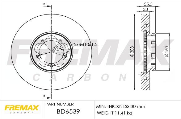 FREMAX BD-6539 - Тормозной диск avtokuzovplus.com.ua