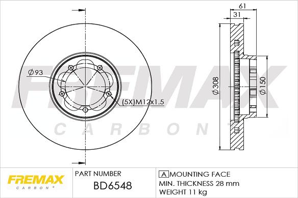 FREMAX BD-6548 - Гальмівний диск autocars.com.ua