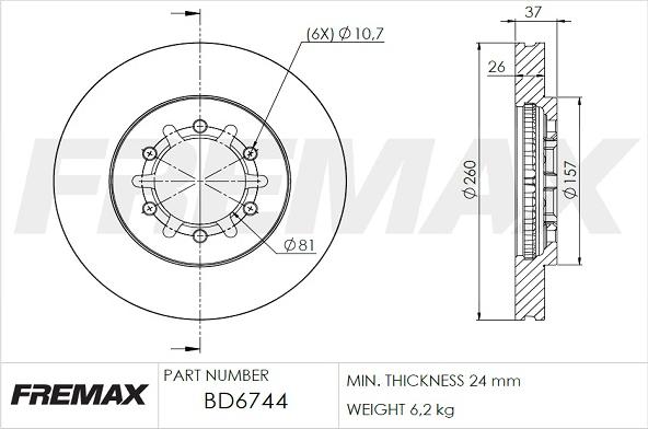 FREMAX BD-6744 - Тормозной диск avtokuzovplus.com.ua