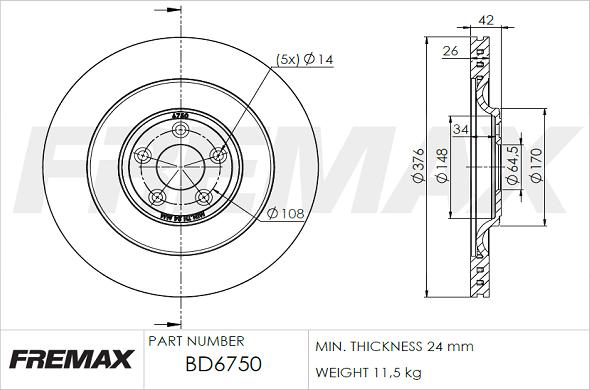 FREMAX BD-6750 - Гальмівний диск autocars.com.ua