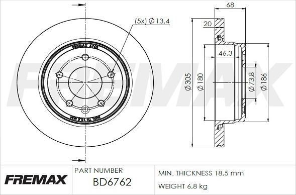 FREMAX BD-6762 - Гальмівний диск autocars.com.ua