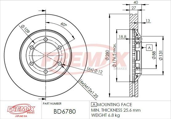 FREMAX BD-6780 - Тормозной диск avtokuzovplus.com.ua