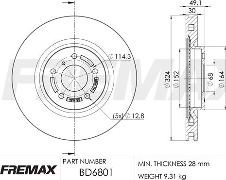 FREMAX BD-6801 - Гальмівний диск autocars.com.ua