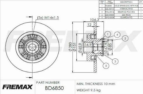 FREMAX BD-6850-KT - Гальмівний диск autocars.com.ua