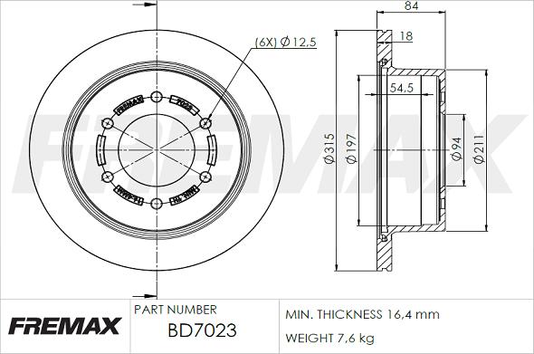 FREMAX BD-7023 - Гальмівний диск autocars.com.ua