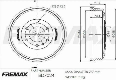 FREMAX BD-7024 - Гальмівний барабан autocars.com.ua