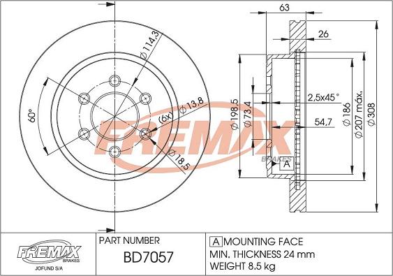 FREMAX BD-7057 - Гальмівний диск autocars.com.ua