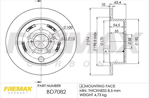 FREMAX BD-7082 - Тормозной диск avtokuzovplus.com.ua