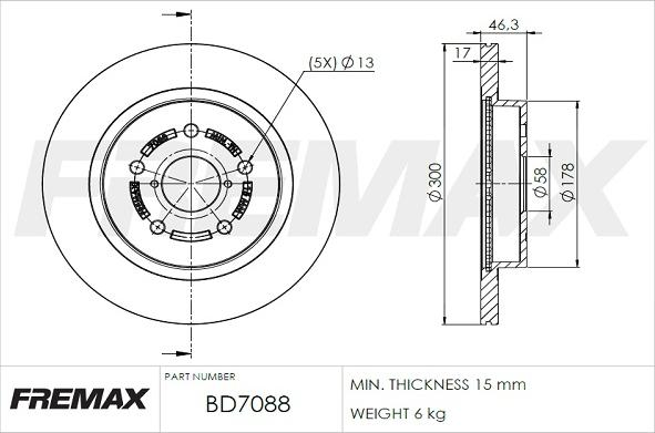 FREMAX BD-7088 - Тормозной диск avtokuzovplus.com.ua