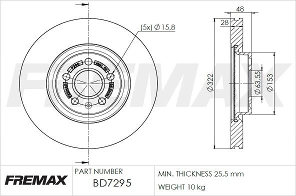 FREMAX BD-7295 - Тормозной диск avtokuzovplus.com.ua