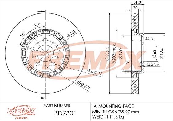 FREMAX BD-7301 - Тормозной диск autodnr.net