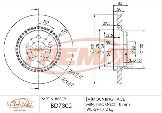 FREMAX BD-7302 - Тормозной диск avtokuzovplus.com.ua