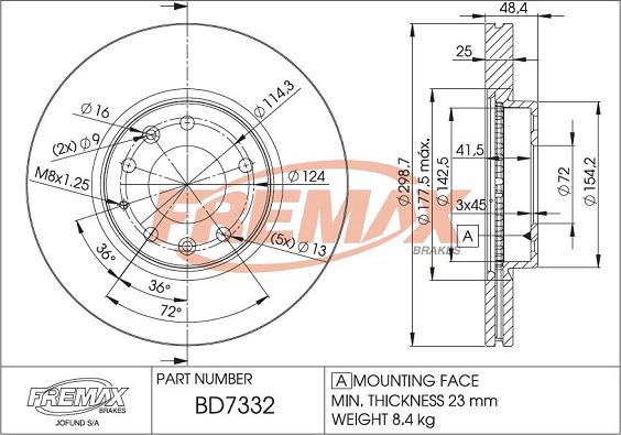 FREMAX BD-7332 - Тормозной диск avtokuzovplus.com.ua