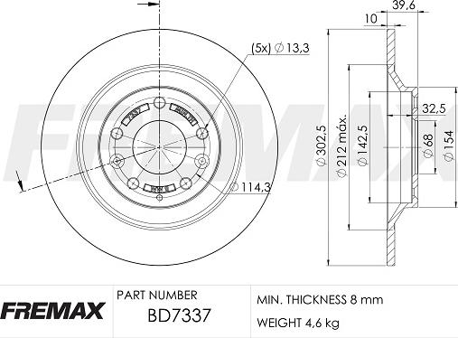 FREMAX BD-7337 - Тормозной диск avtokuzovplus.com.ua