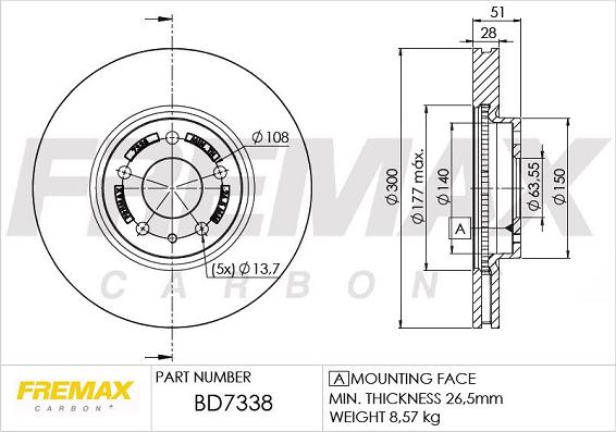 FREMAX BD-7338 - Тормозной диск avtokuzovplus.com.ua