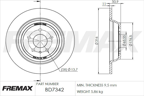 FREMAX BD-7342 - Тормозной диск avtokuzovplus.com.ua