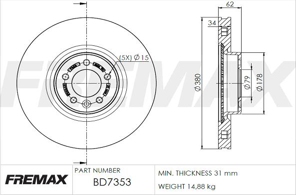 FREMAX BD-7353 - Гальмівний диск autocars.com.ua