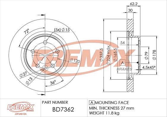 FREMAX BD-7362 - Тормозной диск avtokuzovplus.com.ua