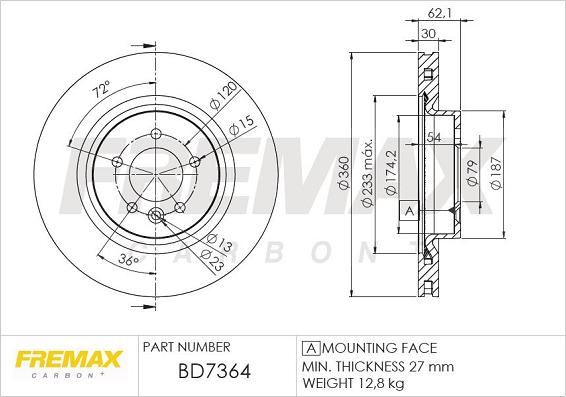 FREMAX BD-7364 - Гальмівний диск autocars.com.ua